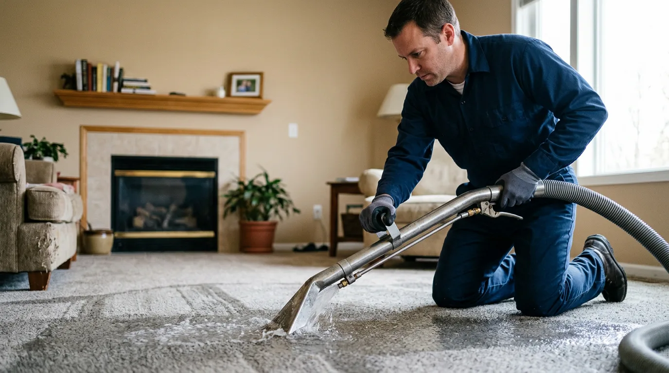Water damage restoration technician working near Peach Creek, WV